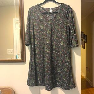 Green floral cross-front dress